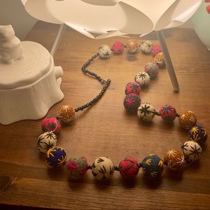 Moroccan multicolored felt balls necklace